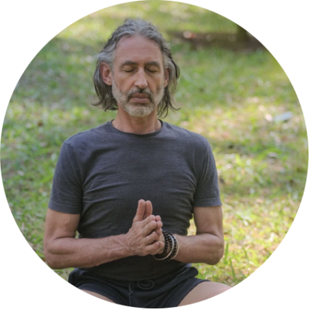 Peter Scott conducting Pranayama meditation outdoors
